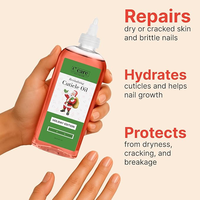 C CARE Holiday Edition Cuticle Oil For Nails - Repairs Cuticles Overnight - Moisturizes and Strengthens Nails and Cuticles