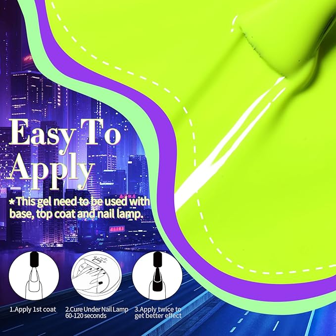 Born Pretty Neon Gel Nail Polish Set 6 Colors Spring Summer Luminous Glow in Dark Gel Polish Fluorescent Orange Hot Pink Blue Yellow Green Purple Gel Nail Polish Set 7ML