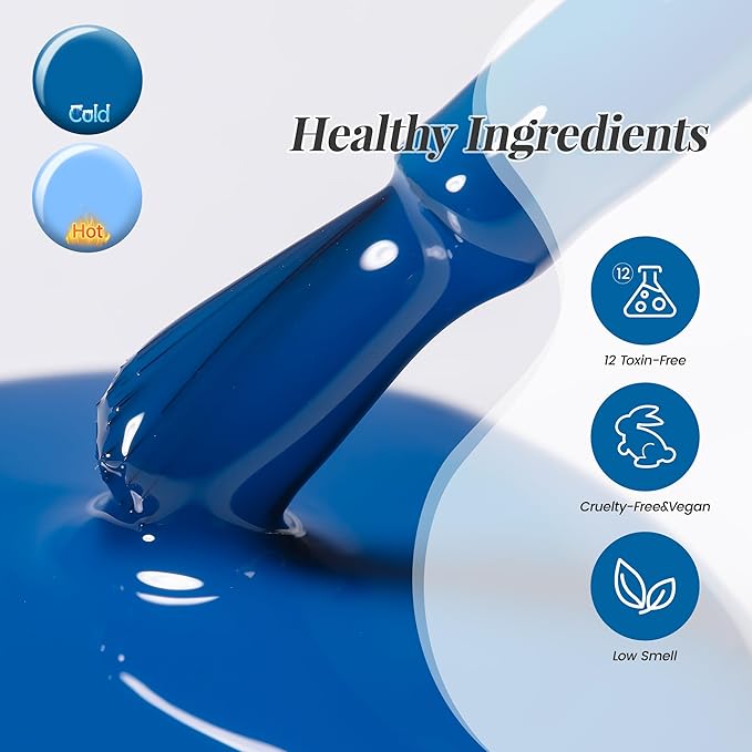 YTD Likomey Color Changing Gel Nail Polish,15ml Light Blue To Blue Mood Temperature Change Colors Thermal Ombre Salon Home Fall Winter Manicure UV Varnish,WB205