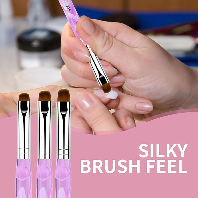 French Manicure Brush, Esclane 2 Way French Nail Brush with Dotting Tool for Manicure Cuticle Clean Up Nail Art Design, French Tip Brush(Purple, #14)