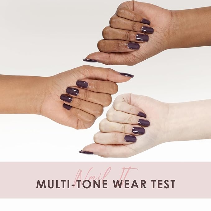 Semi Cured Gel Nail Strips – Real Gel Nail Polish Wraps for Brittle Nails | Long Lasting Easy Peel-Off Removal | Hema-Free | 20-Piece Solid Dark Purple Salon Sticker Kit with UV Lamps