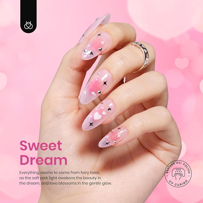 Beetles Pink Gel Nail Polish Set - 6 Colors Hot Pink Glitter Bright Jelly Gel Polish Soak off Uv LED Cured Nail Art Design Salon Home DIY Manicure Spring Easter Gifts for Women