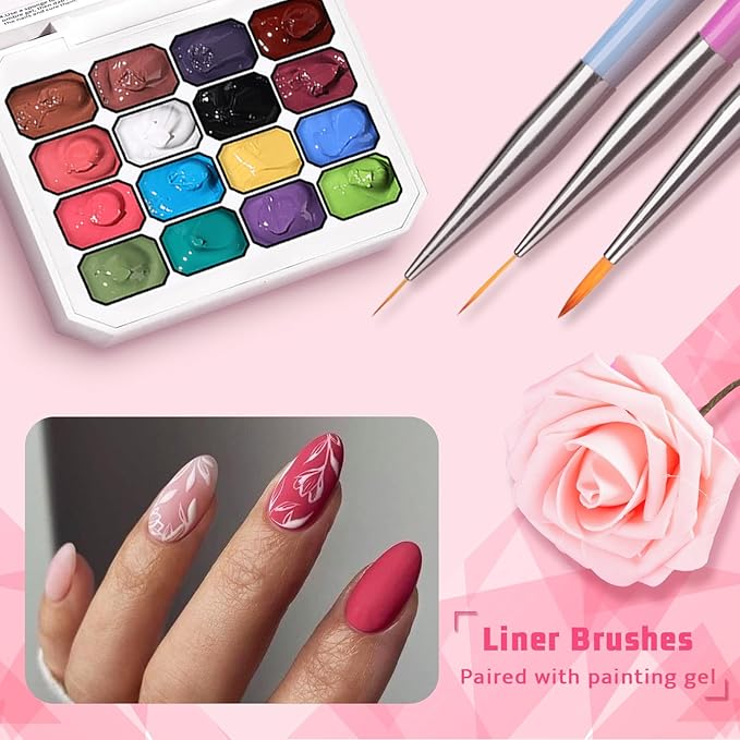 Sponges Pat Gel Nail Polish Palette, 16 Colors Blending Ombre Gel Polish Set Patting Gradient Painting Nails Art, No Wipe, UV/LED Cured, 100Sponges 6Brushes 1Grabber Tools Kit (Set 02)