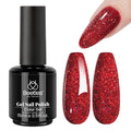 Beetles Red Glitter Gel Nail Polish - Wine Red Shimmer Gel Polish 1Pcs 0.5Oz 15ml Soak Off UV LED Long Lasting Glossy Manicure for Valentine Nail Art and DIY