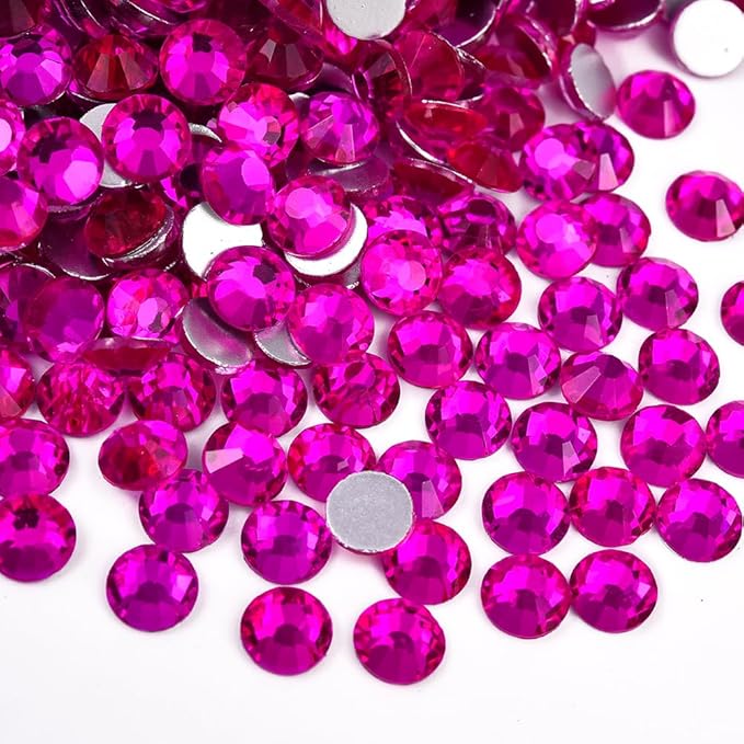 Blinginbox Lt. Rose B Flatback Rhinestones for Bedazzling Round Glass Gems for Nails Art and Crafts 2880pieces Mixed SS6-20,0.07-0.18inches