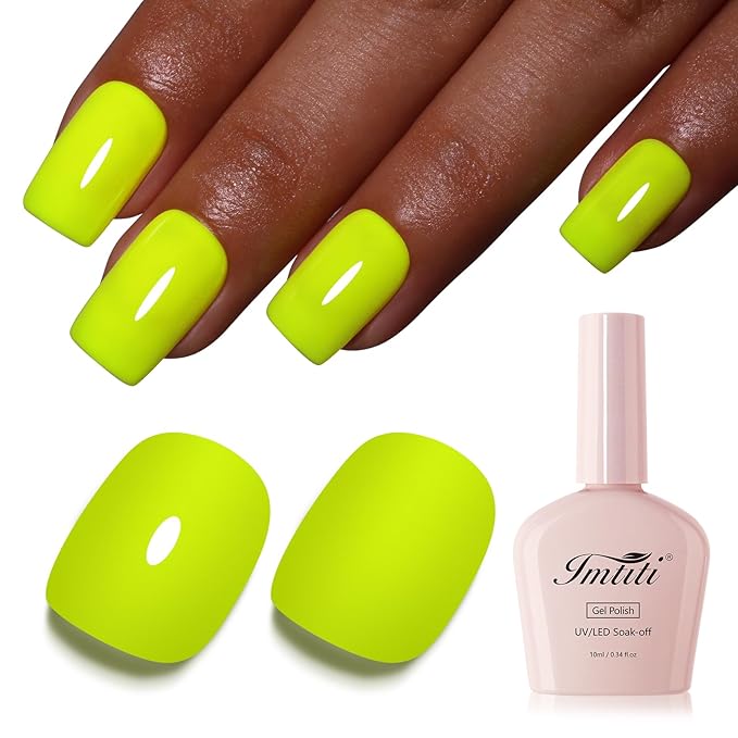 Imtiti 10ml Neon Yellow Gel Nail Polish, Yellow UV Gel Polish for Nail Art Soak off UV Led Salon DIY at Home Gift for Women 1PCS