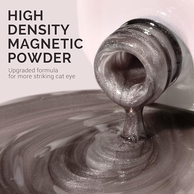 MelodySusie Glass Cat Eye Gel Nail Polish, Light Gray Glitter Holographic Magnetic Nail Polish with Magnet, 0.5 Fl Oz UV Nail Polish for Nail Art Manicure Salon DIY at Home B5080