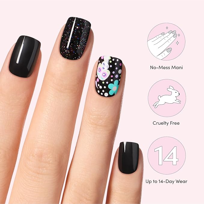 Dashing Diva Gloss Nail Strips - Bone To Pick - UV Free, Chip Resistant, Long Lasting Gel Nail Stickers - 3-Piece Manicure Set - Contains 32 Wraps, 1 Prep Pad, 1 File