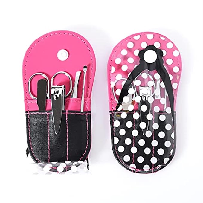 Polka Dot Flip Flop Design Girls Manicure Sets Nail Care Kit SPA Party Favors for Women Bulk Gifts 6 Kits