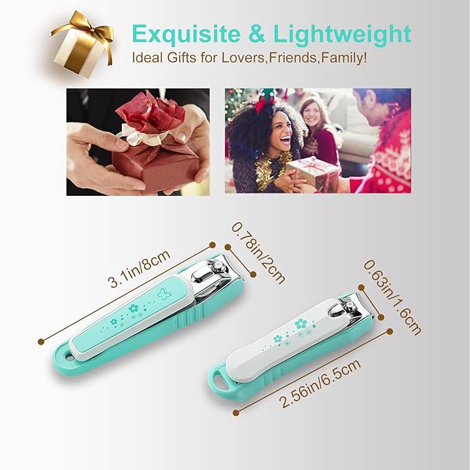 PAFASON Ultra Sharp Nail Clipper Set, 3 Pack Fingernail and Toenail Trimmer Cutter, Stainless Steel, Curved Blade, Sturdy, Nail Catcher, Nail Files for Men and Women