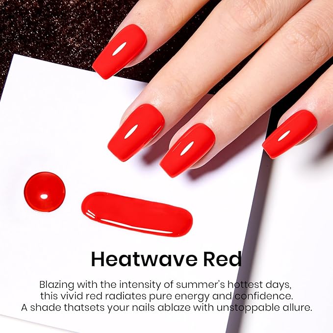 Beetles Red Gel Nail Polish – 15ml Classic Bright Red Soak Off UV LED Gel Polish Same Color Bottle for Salon DIY Manicure Gift for Women