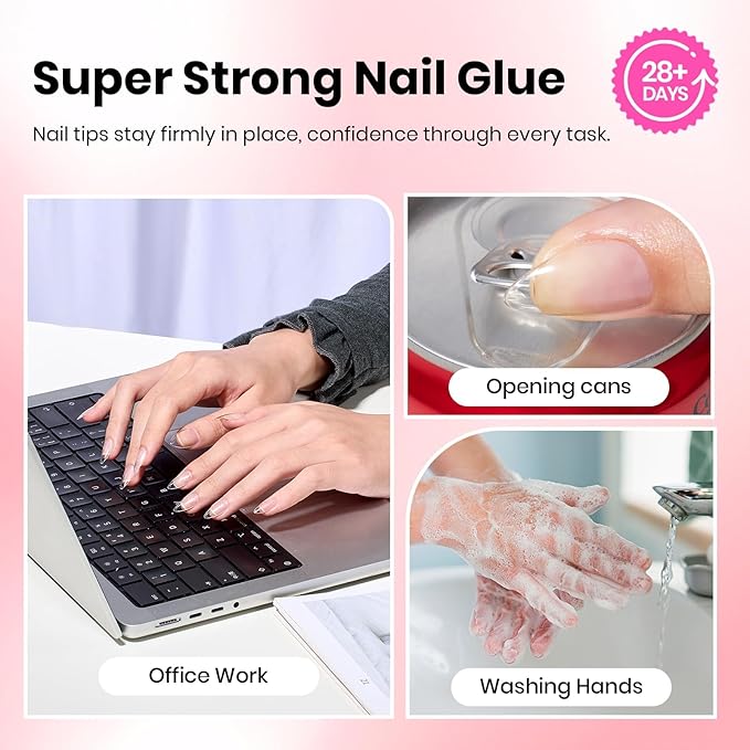 Beetles Super Strong Nail Glue for Press On Nails, Nail Tips, Acrylic Nails, 18ML Hema Free No Uv Light Needed Nail Bond Brush in Nail Glue for Press Ons, Fake Nails, Long Lasting for Beginners