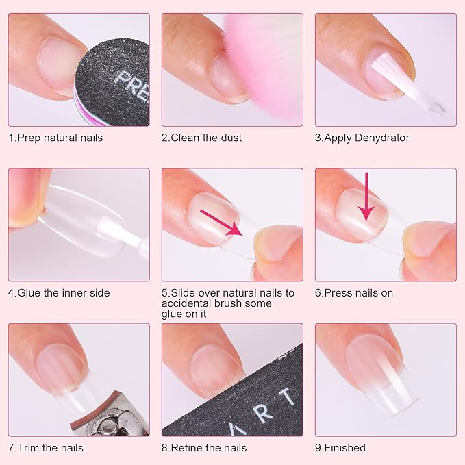 Makartt Super Strong Nail Glue for Acrylic Nails: 7ML 3 Pcs Brush on Nail Glue for Nail Tips Press On Nails Ultra Quick, No UV Lamp, Long-Lasting Hold for Nail Tips, Quick At-Home Manicure