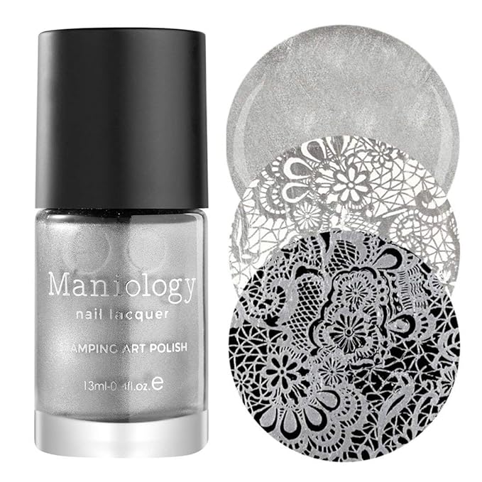 Maniology Essentials Primary Stamping Polish Set | 6-Piece Basic Nail Art Colors Collection (Silver, Gold, Dark Blue, Red, White, Black) – 13ml Bottles for Creative Nail Art Designs & DIY Manicures