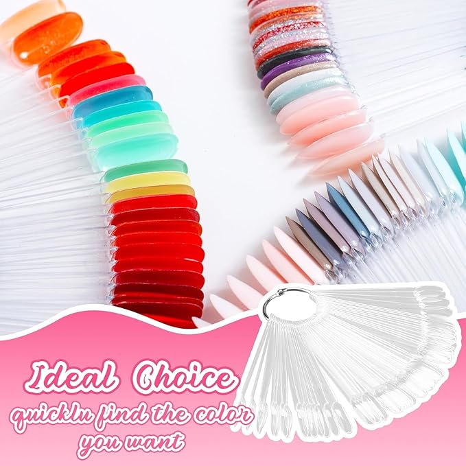200PCS Clear Swatches for Nail Polish with Number Stickers, Oval Nail Swatches Nail Color Display Sticks for Gel Polish, Nail Art Practice Tips for Technicians & DIY Salon Use