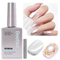 Beetles Moonlit Veil Clear Cat Eye Gel Nail Polish - 15ML Glassy Silver Cat Eye Glitter Gel Polish with Magnet Soak Off UV Nail Art Salon DIY Manicure Gift for Women