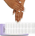 Semi Cured Gel Nail Strips – Real Gel Nail Polish Wraps for Brittle Nails | Waterproof Long Lasting Easy Peel-Off Removal | Hema-Free | 20-Piece Glitter Milky White Salon Kit with File & Stick