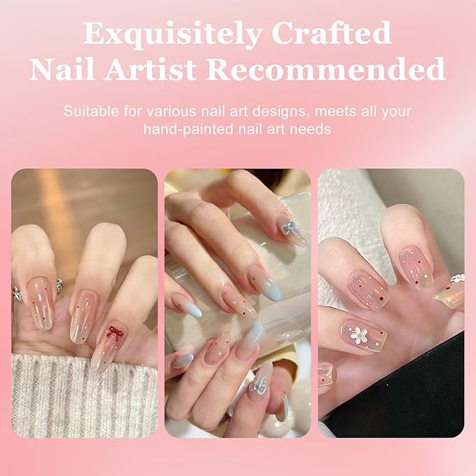 4 Pcs French Brush for Nails French Tip Brushes Nail Art Supplies for Design Builder Gel Dotting Tools Kit Small Nail Brush to Clean Up Detail Painting 3d Acrylic Brushes Professional Manicure