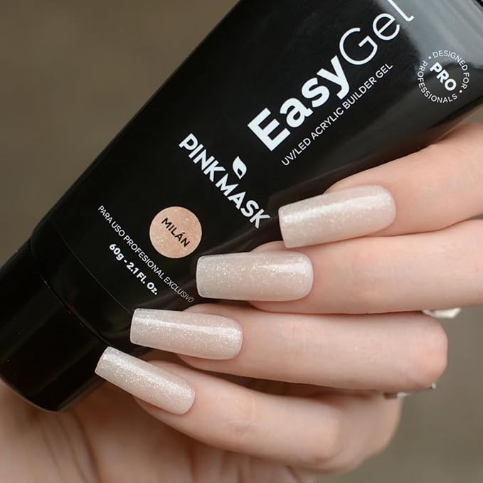 PINK MASK Easy Gel 2oz 60g-Milan, Professional Builder Enhancement Gel-Quick Nail Extension for Beginner DIY, Nail Strengthener-Long Lasting-Salon Quality-Thickening Solution