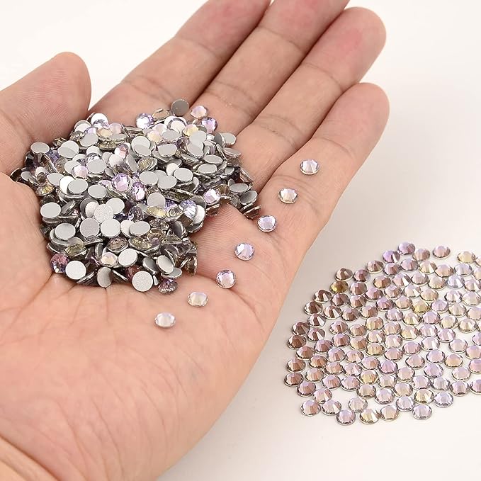 NCB Nancybeads 1500pcs Flatback Round Glass Nail Art Rhinestones Crystal for DIY Making Accessories Shoes, Clothes, Face Art, Bags, Manicure (Lt. Rose Aqua, SS16 1500pcs)