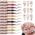 12 Colors Nail Art Pens Set, Nail Polish Pens Nail Art Drawing Markers Pen Quick Dry Waterproof Nail Art Painting Pens Kit for Home DIY Nail Art Design-Brown
