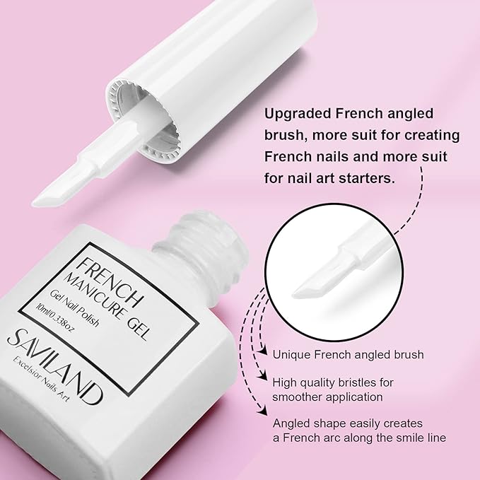 SAVILAND French Gel Nail Polish: 1PC 10 ML White Gel Polish Easy French Smile Line in 5s French Tip Nail Tool French Nails U V LED Gel French Tip Nail Art Nail Supplies for Starter Professional Gift