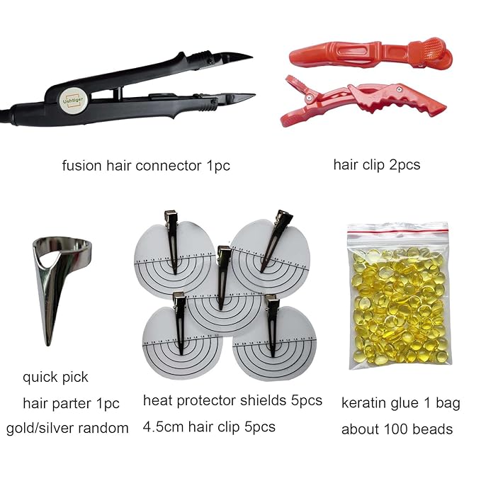 Fusion Hair Extensions Tool Iron Connector Plier K Tip Extension Tools Machine Heat Elbows Bend Human Keratin Hairdressing Template Control Adjustable Bonded Glue Black