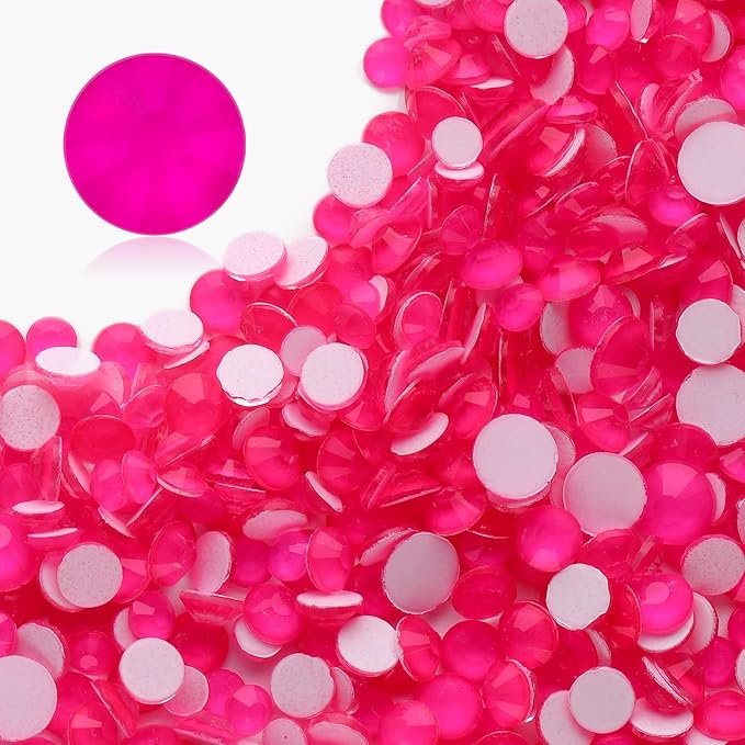 Neon Rose Flatback Rhinestones, Glass Rhinestones for Nail Art and Craft, Glue Fix, Loose Crystal Gemstones(Neon Rose, SS10, 1440pcs, 2.7-2.8mm)