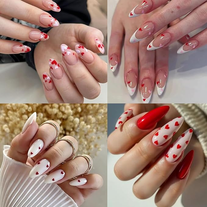 6 Sheets Valentines Nail Stickers 3D Self-Adhesive Mini Heart Nail Art Stickers Set Glitter Pink Red Heart Nails Design Decal Romantic Valentine Stickers for Nails DIY Women Manicure Decoration