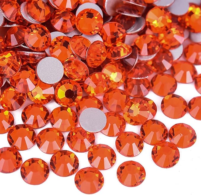 Blinginbox 1440Pieces SS10/2.7-2.9mm Flat Back Crystal Rhinestones Round Gems for Nail Art,Orange