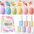 Double Rhythm 6 Pcs Hema Free Gel Polish Set 0.50 OZ Same Color Same Bottle Soak Off Neutral Natural Milky Gel Polish Kit Nail Art Manicure Salon DIY at Home (Pastel Yellow Orange-H6-9)