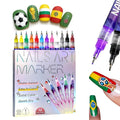 12 Colors Nail Art Pens Set, Nail Art Markers Polish Pen for 3D Nail Art, Drawing Painting Liner Brush for DIY Soccer Football Design, Manicure Tools for Nail Beauty Adornment (1 Set)