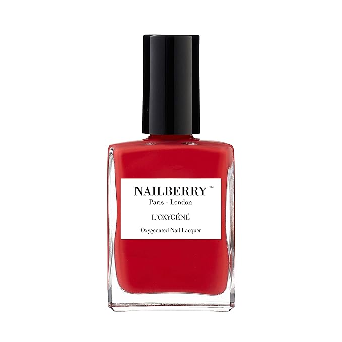 Nailberry L'Oxygéné Oxygenated Nail Lacquer | Pop My Berry | Bright Orange Nearly Red Opaque | UV Protected Long-Wear Nail Polish | 12-Free | Vegan | Certified Halal | Cruelty & Gluten Free | 15 ml