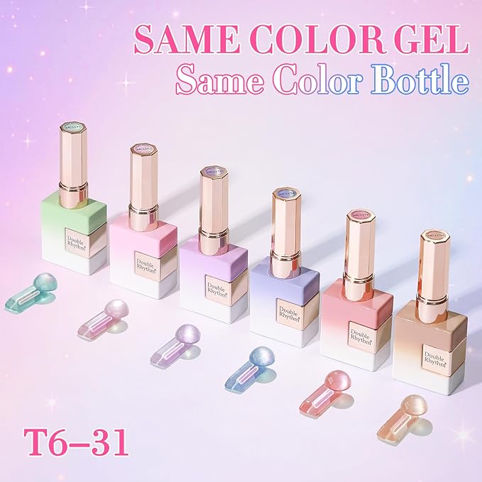 Double Rhythm 0.5 Oz Cat Eye Gel Polish with Magnet Same Color Same Bottle Holographic Glitter Shimmer Translucent Color Salon 15 ML Magnetic Nail Art (Mermaid Purple-MC1172)