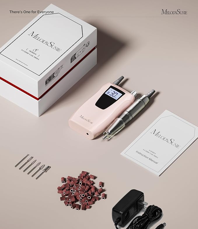 MelodySusie Entry-Level Clip-On Rechargeable Nail Drill, SC320D 30000RPM Essential E-File with LCD Display for Manicure Shaping & Gel Removal, Perfect for Training, Nail Art Practice & Home Use