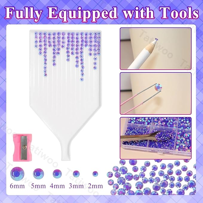 20000Pcs Purple AB Flatback Jelly Resin Rhinestones for Bedazzling, Mix Sizes Crystal Rhinestones Gems, Purple AB Gems Bedazzling for Crafting for DIY Face Makeup Crafts Tumblers