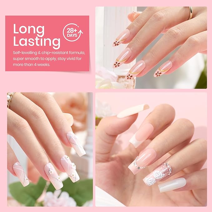 Beetles Gel Nail Polish Set, 6 Colors Nude Brown Pink Milky White Glitter Gel Polish Set Soak Off Uv Led Lamp Manicure Gifts for Women