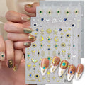 4 Sheets Boho Nail Stickers for Nail Art 5D Embossed Sun Moon Star Nail Decals Gold Silver Stickers with Bohemia Style Design,3D Self Adhesive Nail Art Supplies for Women,DIY Manicure Decor