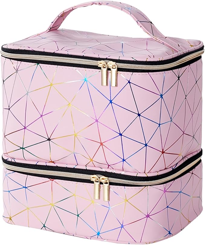 Nail Polish Organizer Bag Holds 30 Bottles Nail Supplies Storage Organizers Box NailPolish Carrying Case Organizer Nails Kit Bag Organizers Case For Nails Polish And Manicure Set,Sponge Partitions