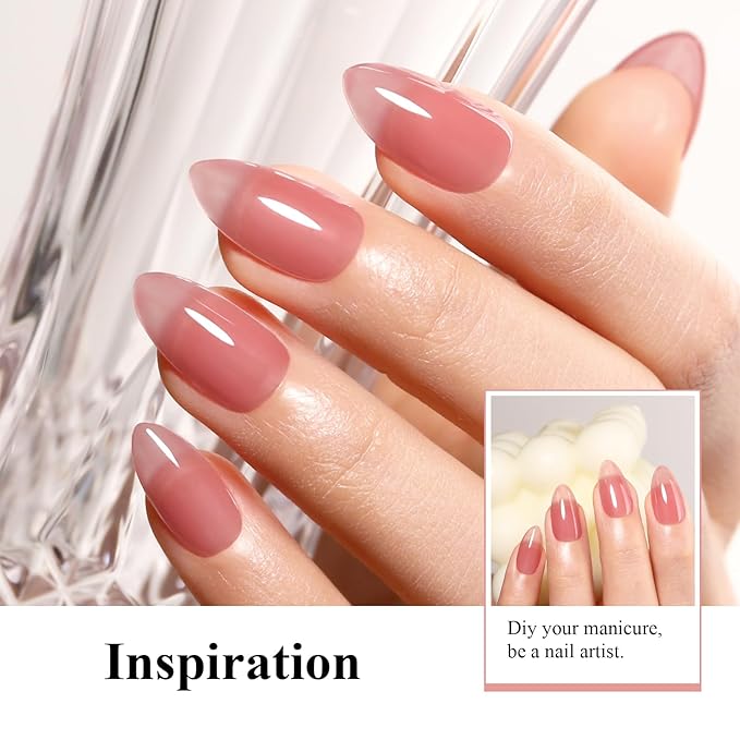 Imtiti Jelly Gel Polish, 15ML Sheer Plum Red Jelly Gel Nail Polish Translucent Spring Summer Nail Gel Polish LED UV Gel Nail Polish for Nail Art DIY Manicure