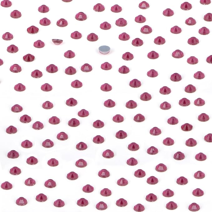 NCB 2880pcs Iron on Crystal Rhinestones Round Gems for Crafts Decoration DIY Jewelry Making (Rose Pink, SS16 3.8mm)