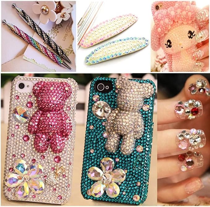 18000pcs (3.4.5mm) 5D Nail Rhinestone DIY Flat Bottom Kit Phone Case Accessories Jelly Flatback AB Jelly Kit AB Rhinestones for Nail Design Charms Gem(5MM5500PC)