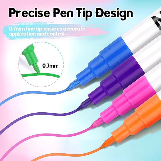 Kalolary 12 Color 3D Nail Art Pens Set, Nail Polish Pens 0.7MM Fine Tip Acrylic Paint Pen Nail Art Markers Quick-Dry Nail Art Tools for Dotting Drawing Painting DIY Nail Art Beauty Manicure(G)