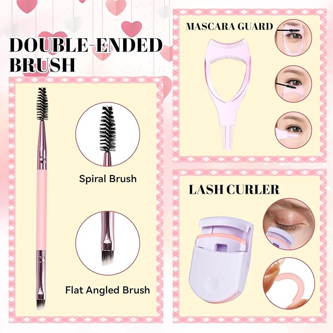 Lash Extension Kit, 516Pcs Individual Cluster Eyelash Extensions with Lash Bond&Seal Remover Tweezer Brush Lash Curler Lash Assistant Stylish Portable Makeup Bag DIY Lash Extensions at Home