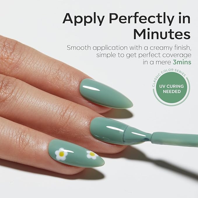 modelones Green Gel Nail Polish Sage Green Nails Polish Soak Off Led Nail Art Gel Manicure Salon DIY Gifts for Women 15 ML