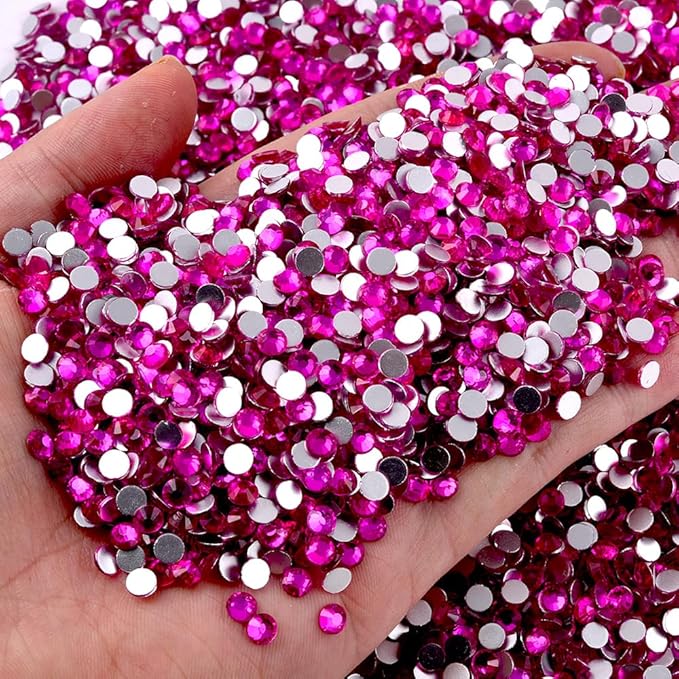Blinginbox 1440PCS Glass Flatback Rhinestones for Bedazzling, Round Gems for Nail Art and Craft Clothes, Glue Fix Diamond Stones SS6 Lt. Rose B,2mm,0.07inches