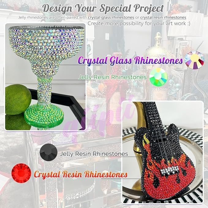 24 Color 13800pcs 3mm Jelly Resin Rhinestones for Bedazzling Crafting Flatback Stones Colorful AB Gems Diamonds for Nails Eyes Face Makeup Tumblers Bottles DIY Crafts Clothes Shoes Phones