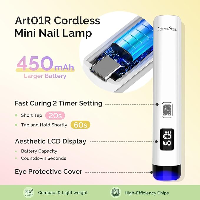 MelodySusie Gel Nail Polish Kit with P-Plus30F UV Nail Lamp - Handheld Cordless P-Art01R UV Light Classic Popular Colors Plant Based Gel Polish with Top Coat Base Coat Builder Manicure Tools