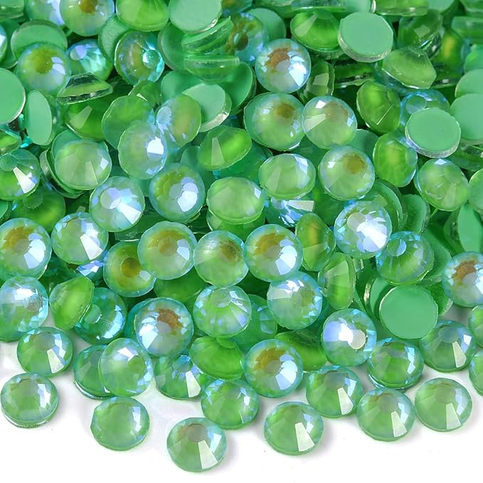 Blinginbox Flatback Rhinestones Round Gems, 1440pcs Luminous Series Glass Stones Neon Gems Non Hotfix Crystal Rhinestones for Nail Charms Crafts Clothes Tumblers,Emerald Luminous,SS6.