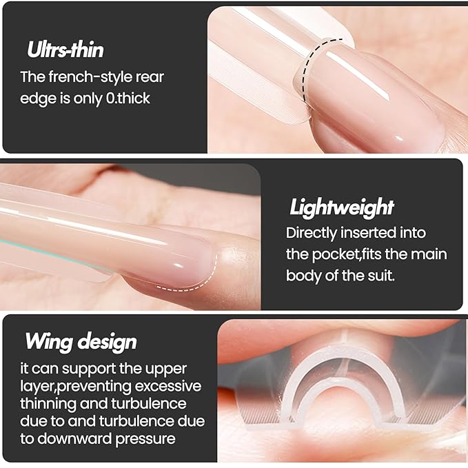 Sandwich Nail Dual Forms - 240Pcs | Almond Round Shape Nail Extension Kit with Alignment Guides | Reusable Mold for Builder Gel & Polygel (Long coffin shape)